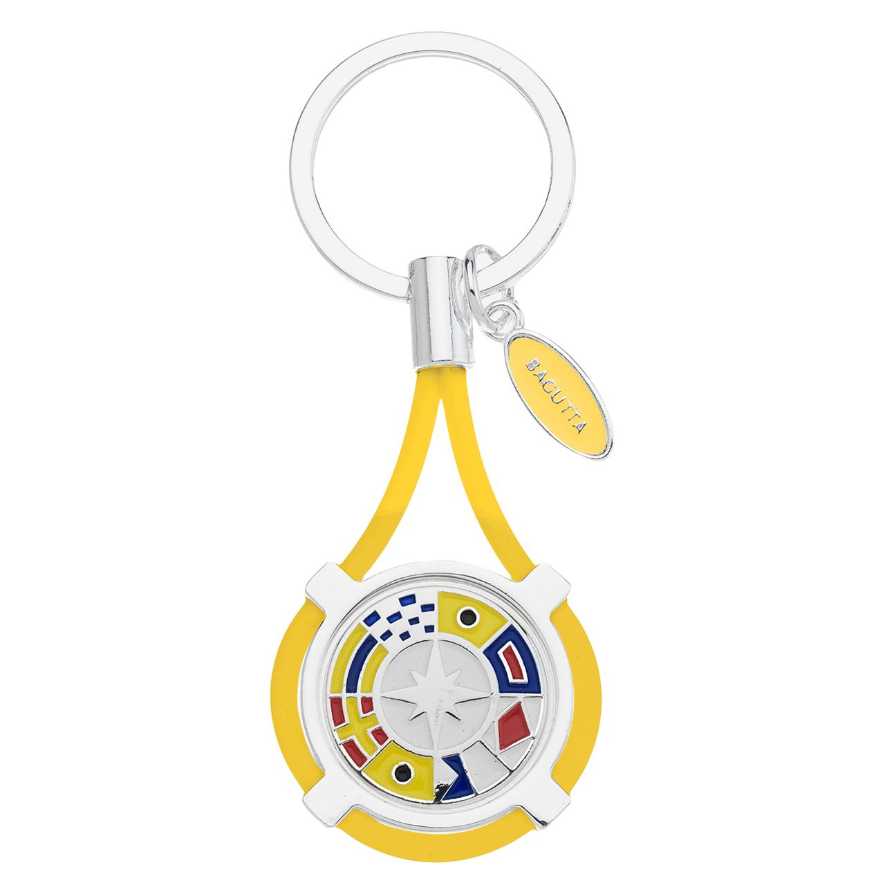 PORTACHIAVI CON BANDIERE NAUTICHE E CORDONE GIALLO cm 9,5
